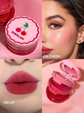 SHEGLAM مجموعة كريم الخدود والشفاه من Very Cherry ديكور عيد الحب هدية حب شتاء مكياج حفلة شاطئ سفر عطلة تخييم في الهواء الطلق هدية وردة فتاة الموضة رأس السنة مستحضرات تجميل تنكرية أفضل رحلة مهرجانات لون خيالي سحر المدرسة أجواء Cny حمره بلشر علامة تجارية جم