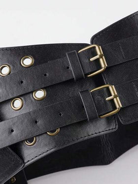 ROMWE Grunge Punk حقيبة خصر قابلة للتعديل على الطراز البانكي Y2K بتصميم معدني أسود معشق الجيوب لردهة، مناسبة للنساء