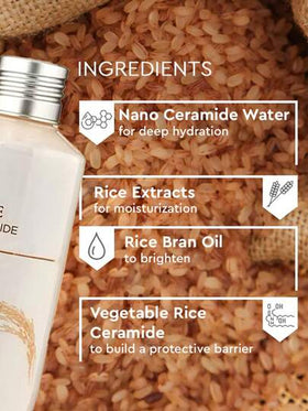 The Face Shop منعم خزفي مرطب للشقوق، ترطيب عميق، يحتوي على مستخلص الأرز، ترطيب طبيعي، له تأثير تفتيح، مستحضرات تجميل كورية، 150 مل/5.07 أونصة سائلة، طقم هدايا