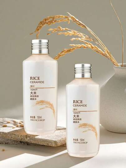 The Face Shop منعم خزفي مرطب للشقوق، ترطيب عميق، يحتوي على مستخلص الأرز، ترطيب طبيعي، له تأثير تفتيح، مستحضرات تجميل كورية، 150 مل/5.07 أونصة سائلة، طقم هدايا