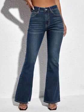 SHEIN PETITE سراويل جينز الفتيات بتصميم ضيق مع جيوب ومقطع واسع جانبي