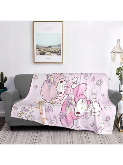 Sanrio بطانية فانيلة بطبعة كرتونية لميلودي وبيانو 1 قطعة، طراز حديث، قابلة للغسل بالغسالة، مقاومة للبقع، ناعمة ودافئة، لجميع المواسم، لاستخدامها على الأريكة أو السرير أو المكتب أو السفر، بطانية هدية متعددة الاستخدامات