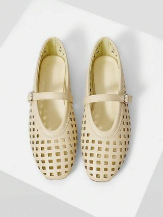 MOTF PREMIUM أحذية بلية لليزر البالوني والمنفذة المفرغة، أحذية ماري جين أنيقة وبسيطة للنساء ذات طراز كاجوال مريح