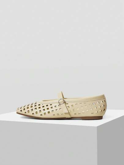 MOTF PREMIUM أحذية بلية لليزر البالوني والمنفذة المفرغة، أحذية ماري جين أنيقة وبسيطة للنساء ذات طراز كاجوال مريح