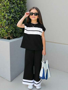 Firerie Kids Firerie Kids مجموعة ملابس علوية وبنطلون فضفاضة ملونة لفتيات صغيرات، ملابس يومية عصرية، وصول جديد ربيع/صيف 2026