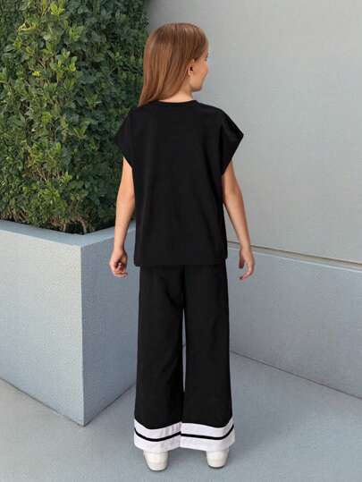 Firerie Kids Firerie Kids مجموعة ملابس علوية وبنطلون فضفاضة ملونة لفتيات صغيرات، ملابس يومية عصرية، وصول جديد ربيع/صيف 2026