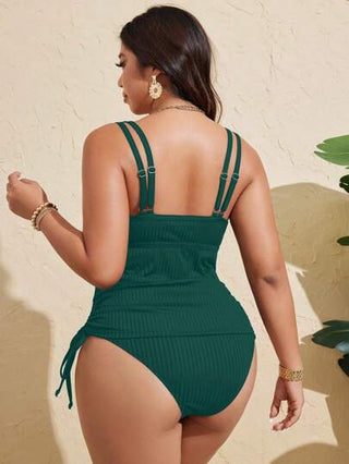 Swim Lushoire ملابس سباحة رياضية كاجوال بدون أكمام للنساء السمينات ذات لون أحادي ، نسيج معالج