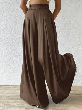 SHEIN EZwear بناطيل كاجوال برقبة واسعة باكسسورات ملفوفة، ربيع/صيف