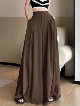 SHEIN EZwear بناطيل كاجوال برقبة واسعة باكسسورات ملفوفة، ربيع/صيف