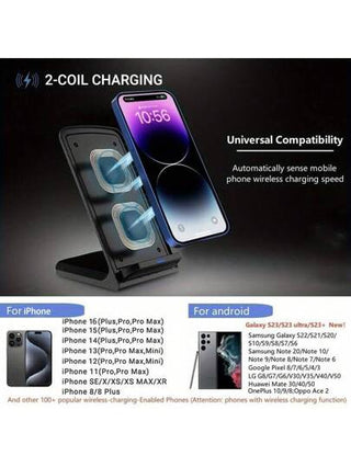 شاحن السلكي سريع، قاعدة شحن السلكية 15 واط، متوافق مع آيفون XR/Xs Max/XS/X/8/8 بلس، شحن سريع لجالكسي S25/S24/S23/S10/S9/S9+/S8/S8+ وغيرها، شحن USB، 36 فولت كحد أقصى، بدون بطارية، لآيفون XR/XS Max/XS/X/8/8 بلس