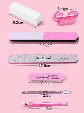 NailShine 7 قطع طقم أدوات العناية بالأظافر - طقم المانيكير: مبرد أظافر، منعم، مصقل، دافع للبشرة الجلدية، لوازم الأظافر، أدوات الأظافر، أدوات فن الأظافر، عودة إلى المدرسة، الأظافر، أدوات الأظافر للأظافر الصناعية