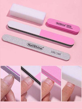 NailShine 7 قطع طقم أدوات العناية بالأظافر - طقم المانيكير: مبرد أظافر، منعم، مصقل، دافع للبشرة الجلدية، لوازم الأظافر، أدوات الأظافر، أدوات فن الأظافر، عودة إلى المدرسة، الأظافر، أدوات الأظافر للأظافر الصناعية