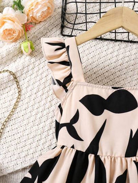 SHEIN فستان أكاسيوي للفتاة بنمط زهور متناثرة بدون أكمام وظهر مكشوف، عصري ومناسب للعطلات