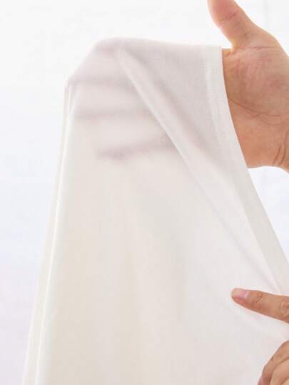 SHEIN تي شيرت طبعة شجرة وطائر لفتيان المراحل العمرية المتوسطة مع شورت بخصر مع أربطة