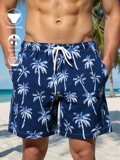 Manfinity Swimmode بنطلون شاطئ رجالي فاشن مناسب للصيف، سراويل سباحة رجالية لارتداء على الشاطئ، طراز هاواي