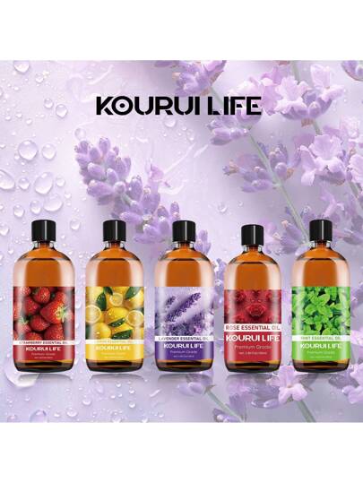 KOURUILIFE زيوت أساسية للنباتات العطرية ، بنكهات توت أرضي، ليمون، خزامى، وردي، نعناع، منعش الهواء، مزيل رائحة، مناسب للاستخدام في آلات العلاج بالروائح، مرطب،موزع روائح، تصلح للمنزل والغرفة والمكتب، متعددة النكهات ، هدية عيد للأسرة والأصدقاء