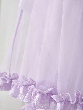 PetitDoll مجموعة من قطعتين من الدانتيل والشبك الشفاف، فستان نوم بقصة A-line مثير، طراز زفاف مثير للخروج