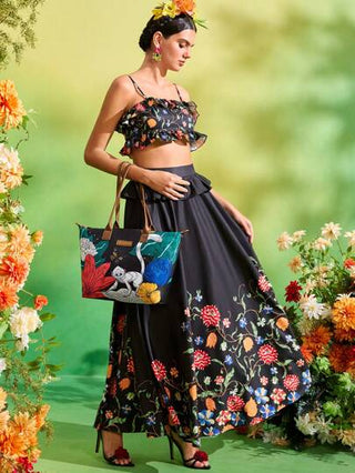 Frida Kahlo X  حقيبة كبيرة السعة بطبعة نباتية فنية، مناسبة للطلاب والنساء، مناسبة للتنقل والسفر والخروج، يمكنها استيعاب كمبيوتر محمول نحيف وخفيف، قرد