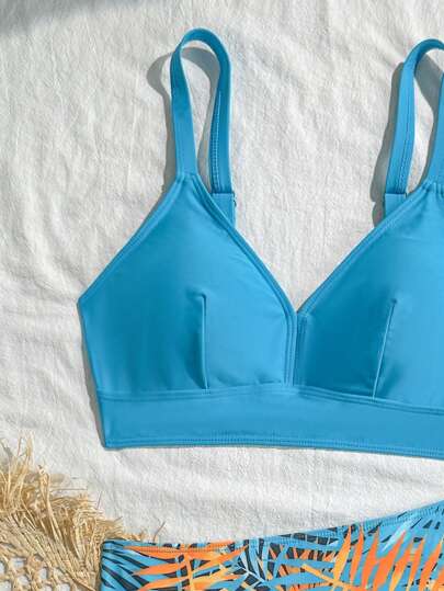 طقم تانكيني حريمي Swim Vcay بيكيني مثير تصميم نباتي مجموعة شاطئ