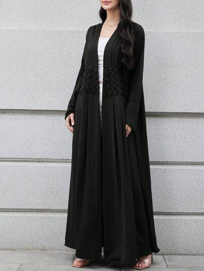 Yasmyna العباءة النسائية الأنيقة ذات اللون الأحادي والطويلة جداً على الطراز العربي
