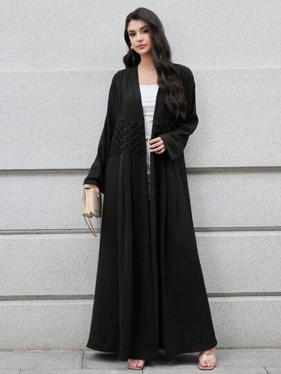 Yasmyna العباءة النسائية الأنيقة ذات اللون الأحادي والطويلة جداً على الطراز العربي