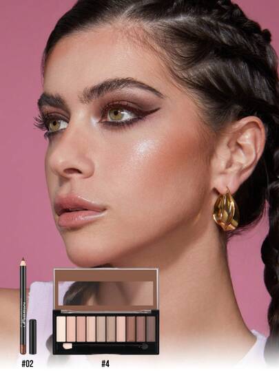 Misslyn مجموعة مكياج العين المثالية من مارسين - 2 قطعة، قلم تحديد عيون بلامع، درجات ظل عين أساسية لابد منها، درجة لون عاري، مقاوم للماء، قابل للشحذ، رأس ناعم كالزبدة، ظل عين لامع مقاوم للتلون، للحفلات