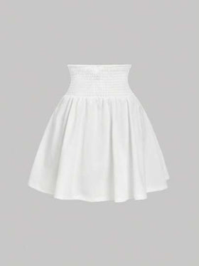 SHEIN MOD تنورة ذات خصر عالي أنيقة مستوحاة من الطراز الكلاسيكي، تتميز بأزرار اللؤلؤ وطراز أكاديمي، مناسبة للمواعيد والحفلات والعطلات وحفلات الشاي بعد الظهر