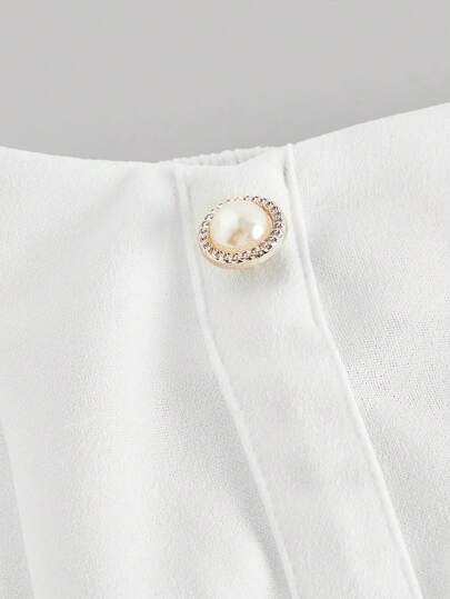 SHEIN MOD تنورة ذات خصر عالي أنيقة مستوحاة من الطراز الكلاسيكي، تتميز بأزرار اللؤلؤ وطراز أكاديمي، مناسبة للمواعيد والحفلات والعطلات وحفلات الشاي بعد الظهر