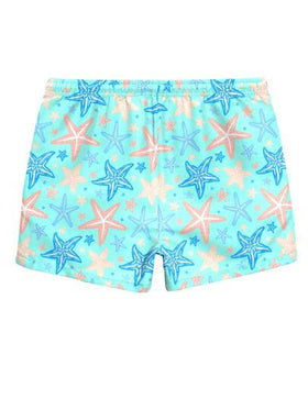 Manfinity Swimmode شورتات كاجوال للرجال مزينة بطباعة نجوم البحر للشاطئ
