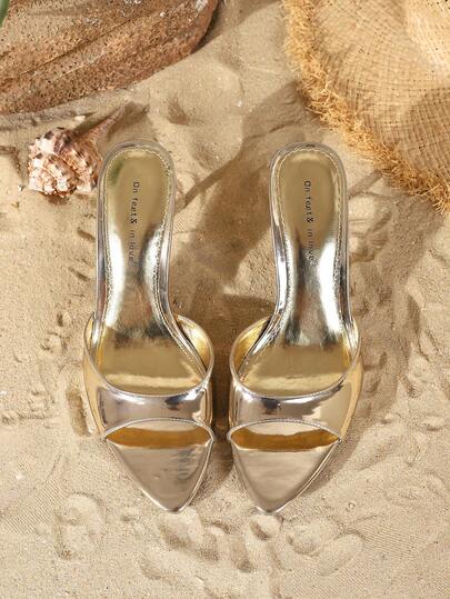 On feet& in love صنادل ذات كعب عال مفتوحة الأصبع للسيدات، مناسبة لارتدائها مع الفساتين الصيفية