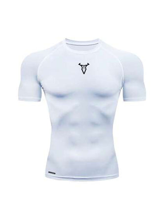 Manfinity Sport Corelite قميص رياضي رجالي ضيق بأكمام قصيرة مع طبعة عنيق