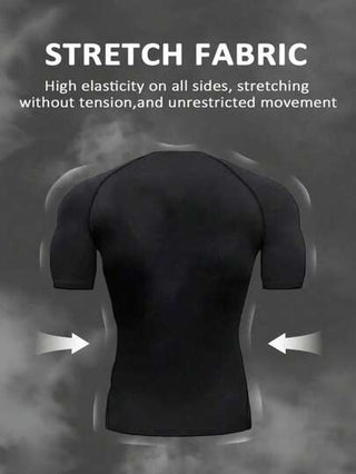 Manfinity Sport Polished قميص رياضي قصير الأكمام نصف كم بطبعة رأس ثور رقبة مستديرة للرجال