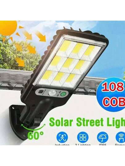 1/2/4/6حزمة مصابيح شوارع شمسية COB 108 للخارج مقاومة للماء IP65 ب- 3 أوضاع إضاءة مع كاشف حركة جهاز إنذار ل- الحديقة الجدار الرواق والممرات، مناسب لديكور عيد الهالوين/ الكريسماس/ عيد الشكر/ ديكور الغرفة/ ديكور المنزل/ ديكور الخارجي/ ديكور الجدران/ ديكور ال