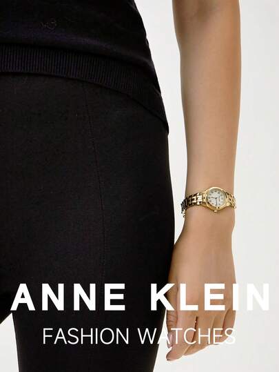 Anne Klein ساعة نسائية كوارتز ذهبية اللون مزودة بشارة بلون اللؤلؤ الأم سهلة القراءة، مع إبزيم قابل للتعديل وسوار سوار ساعة أنالوج أنيقة بشكل دائري مقاومة للماء، 10/5490MPGB
