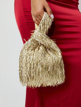 SHEIN SXY حقيبة يد للسيدات والنساء، حقيبة مسائية، أنيقة، بسيطة، مخصصة، متعددة الاستخدامات، كلاسيكية، خرز عمودي، أحمر، بريق، مناسبة لحفلات الكوكتيل والحفلات والسهرات والمناسبات، عيد الميلاد، المناسبات المسائية