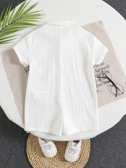 SHEIN رومبير رومبر صيفية كاجوال للرضع ذكور، تصميم لوني كتل، طوق بولو