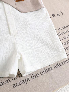 SHEIN رومبير رومبر صيفية كاجوال للرضع ذكور، تصميم لوني كتل، طوق بولو