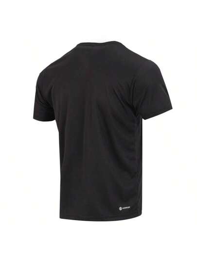 Adidas قميص رياضي قصير الأكمام ، رقبة طاقم AEROREADY سريع الجفاف ملابس رياضية للرجال