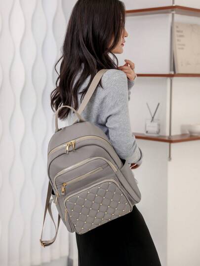 حقيبة ظهر نايلون مزودة بأزرار مضادة للسرقة، محفظة نسائية، حقيبة يومية متعددة الوظائف وأنيقة، حقيبة سفر خفيفة الوزن متعددة الجيوب، حقيبة ظهر سعة كبيرة بتصميم بسيط، حقيبة ظهر مريحة، مناسبة للطلاب والممرضات والمعلمين والمهنيين في الأعمال، للسفر والتنقل والتس