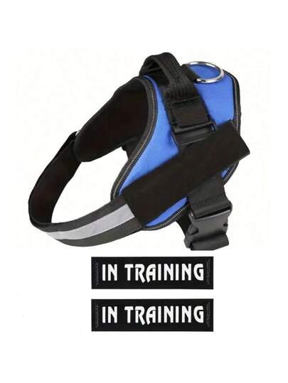 IN TRAINING 1 قطعة لبس كلب بها 2 شارة، غير منشدودة لكلب تدريبي للخدمة، مع مقبض قابل للتعديل، سترة خارجية للحيوانات الأليفة، شارة قابلة للاستبدال