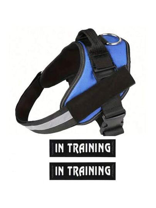 IN TRAINING 1 قطعة لبس كلب بها 2 شارة، غير منشدودة لكلب تدريبي للخدمة، مع مقبض قابل للتعديل، سترة خارجية للحيوانات الأليفة، شارة قابلة للاستبدال