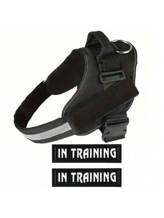 IN TRAINING 1 قطعة لبس كلب بها 2 شارة، غير منشدودة لكلب تدريبي للخدمة، مع مقبض قابل للتعديل، سترة خارجية للحيوانات الأليفة، شارة قابلة للاستبدال