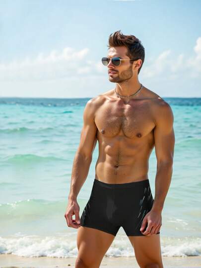 Manfinity Swimmode سراويل سباحة رجالي كاجوال للعطلات الشاطئية