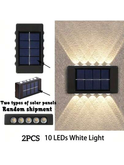 10 إضاءة سور تعمل بالطاقة الشمسية LED ، إضاءة بهو الحديقة والممر، إضاءة حائط ذات مرآة محدبة تضيء ثنائياً للحديقة والساحة والشرفة