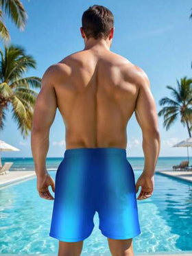 Manfinity Swimmode شورتات الشاطئ الرجالية ذات اللون المتدرج، كاجوال وملائمة للعطلات