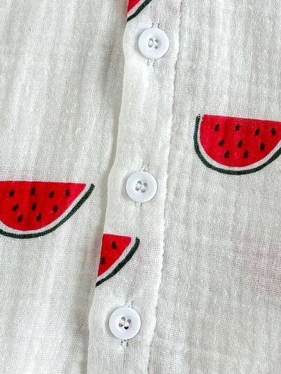 Vintaside Kids مجموعة قميص وشورت مطبوع عليه البطيخ، قطعتين/حزمة، ملابس صيفية لأطفال الرضع والأولاد