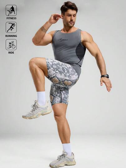 Manfinity Sport Polished سترة رياضية للرجال مطبوع عليها حروف وألوان متباينة، مناسبة للياقة البدنية والجري والدراجات
