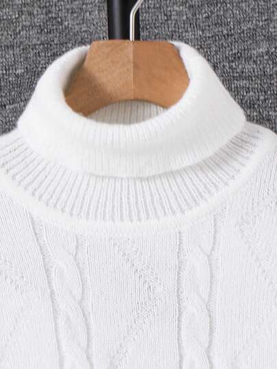 SHEIN Little Byeori بلوزة سويت شيرت طويلة الأكمام ذات رقبة عالية مريحة وقابلة للتنوع والاستخدام اليومي للفتيان في سن المراهقة، بلون محبب مفعم