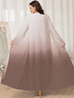 Al Najma عباءة عربية بنمط البولكا دوت الأومبير بأكمام طويلة للنساء