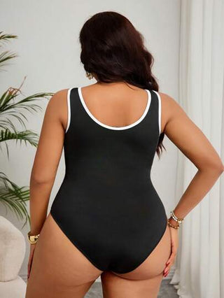 Swim Vcay بدلة سباحة قطعة واحدة للمرأة البدينة، محافظة ذات لون أسود وأبيض للحفلات على الشاطئ والعطلات